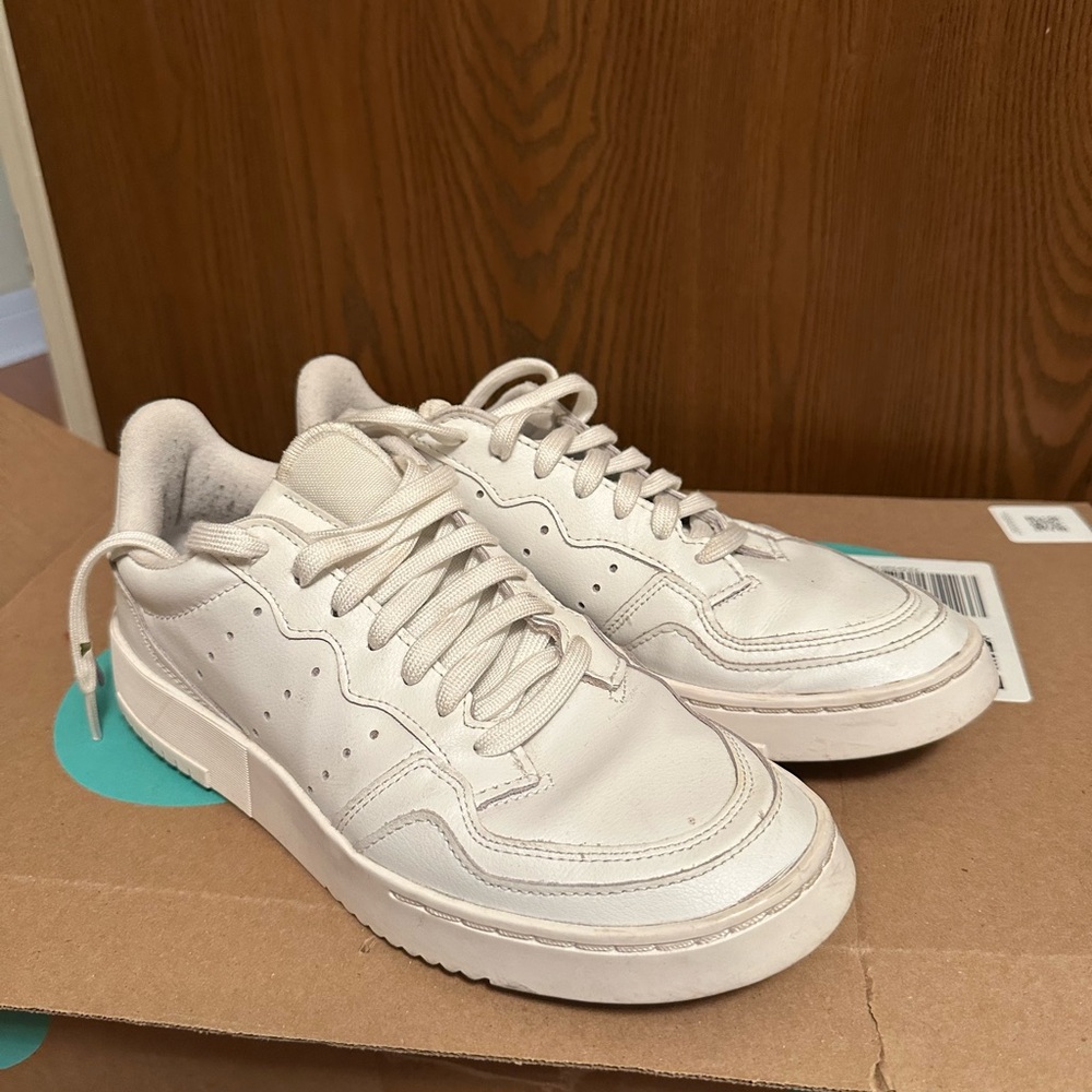 Cream Leather Sneakers